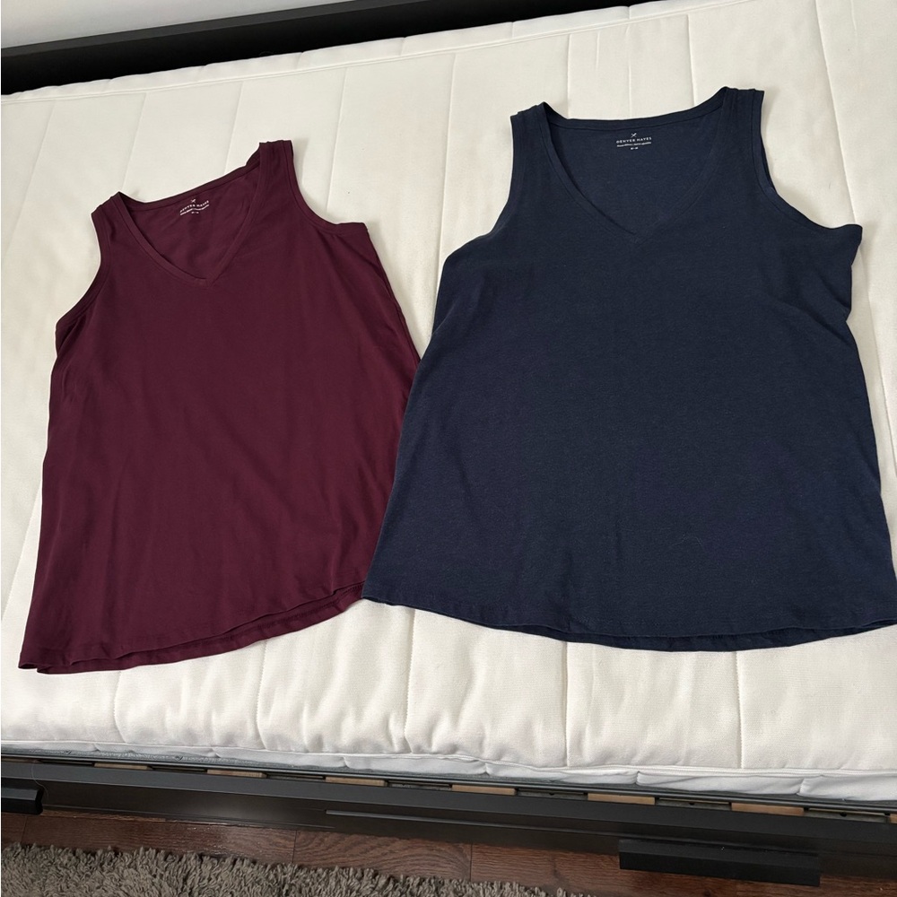 Denver Hayes Women's V-Neck Tank Tops - Maroon and Dark Blue